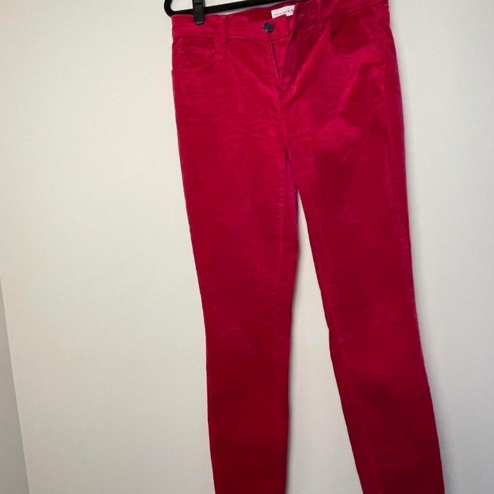 Hot Pink LOFT velour skinny pants petite 4.